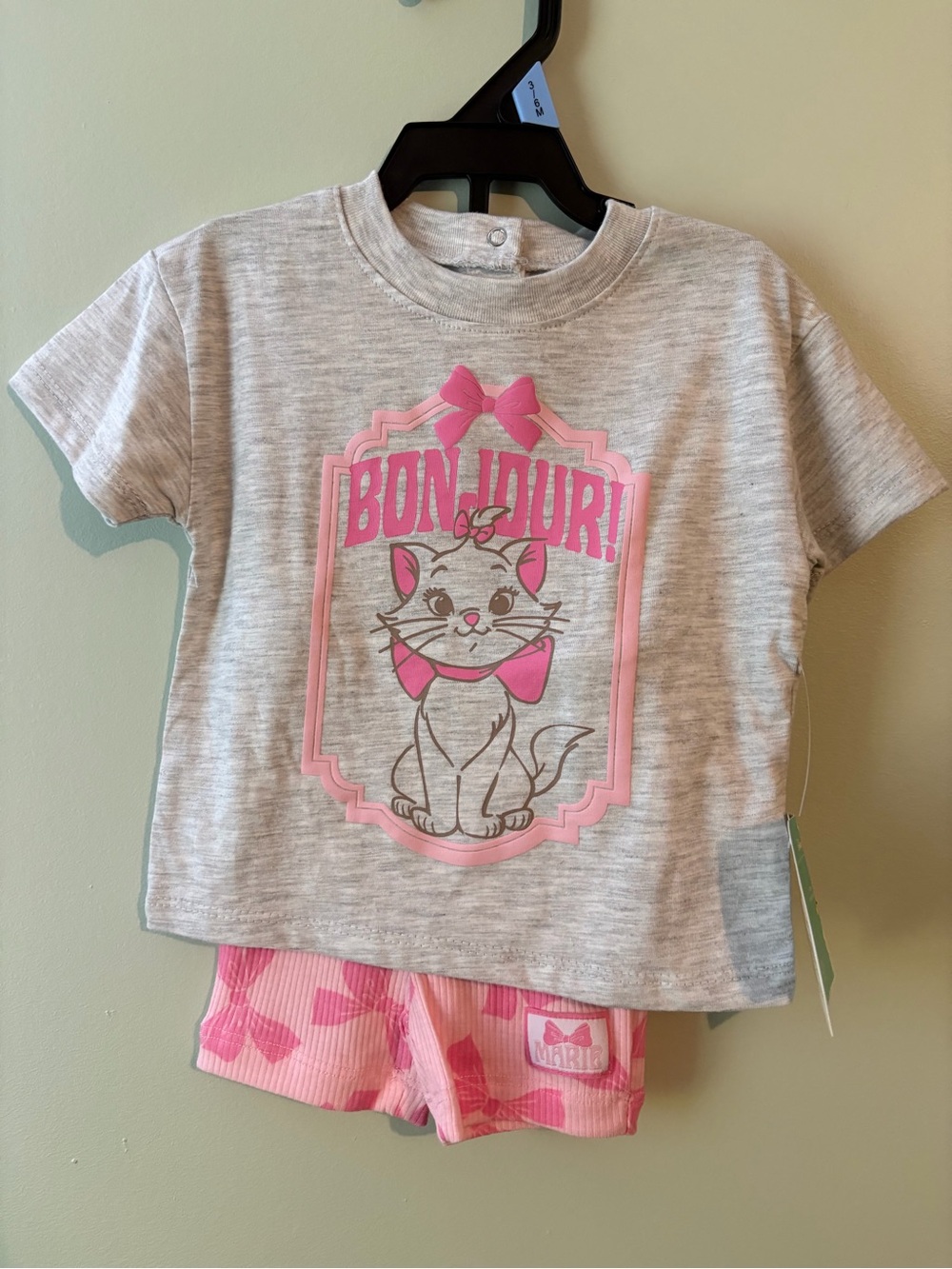 Kids Bonjour Cat Short Pajama Set - Pink NWT